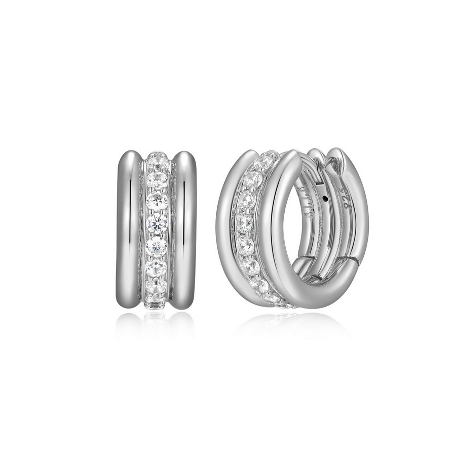 Boucles d'oreilles ELLE argent 925 avec cubics ligne *Goddess*
