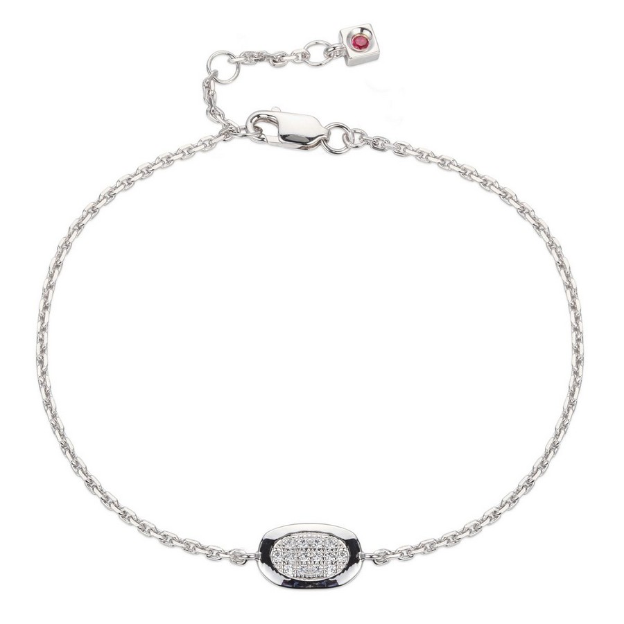 Bracelet Elle argent 925motif ovale serti de cubics