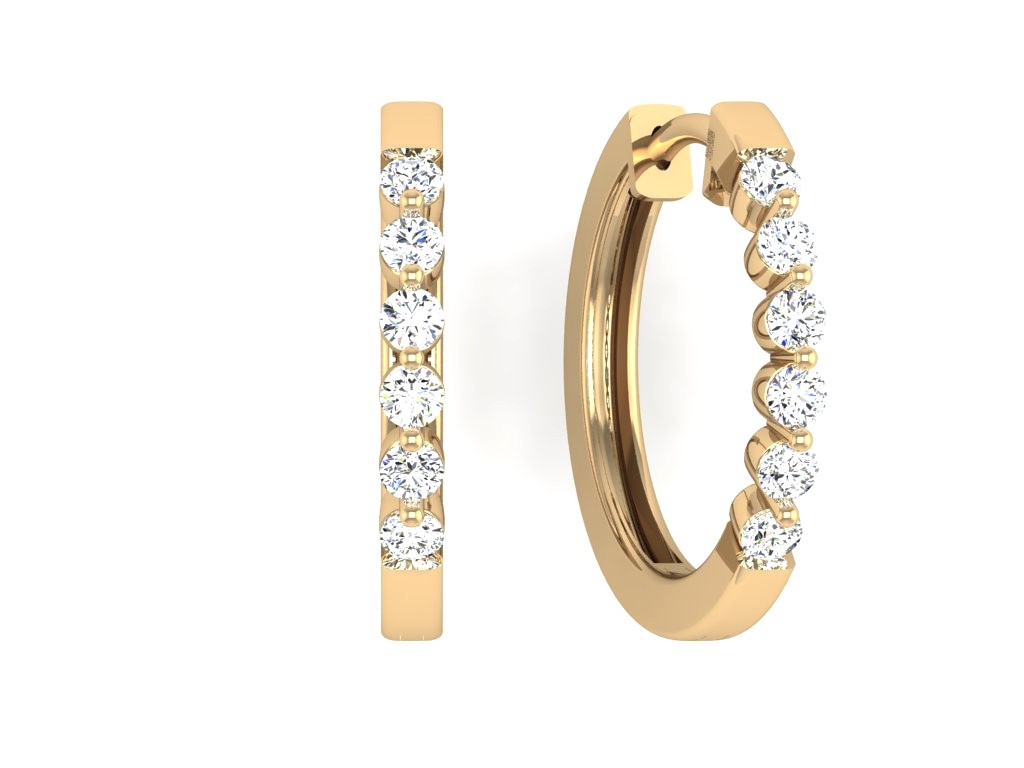 Boucles d'oreilles or 10k anneaux et diamants de laboratoire