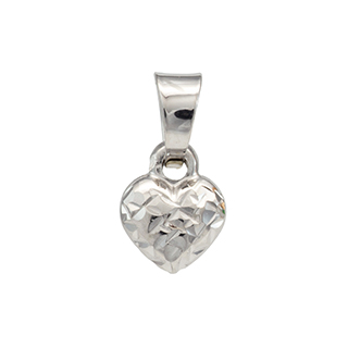 Pendentif or blanc 10k motif cœur travaillé