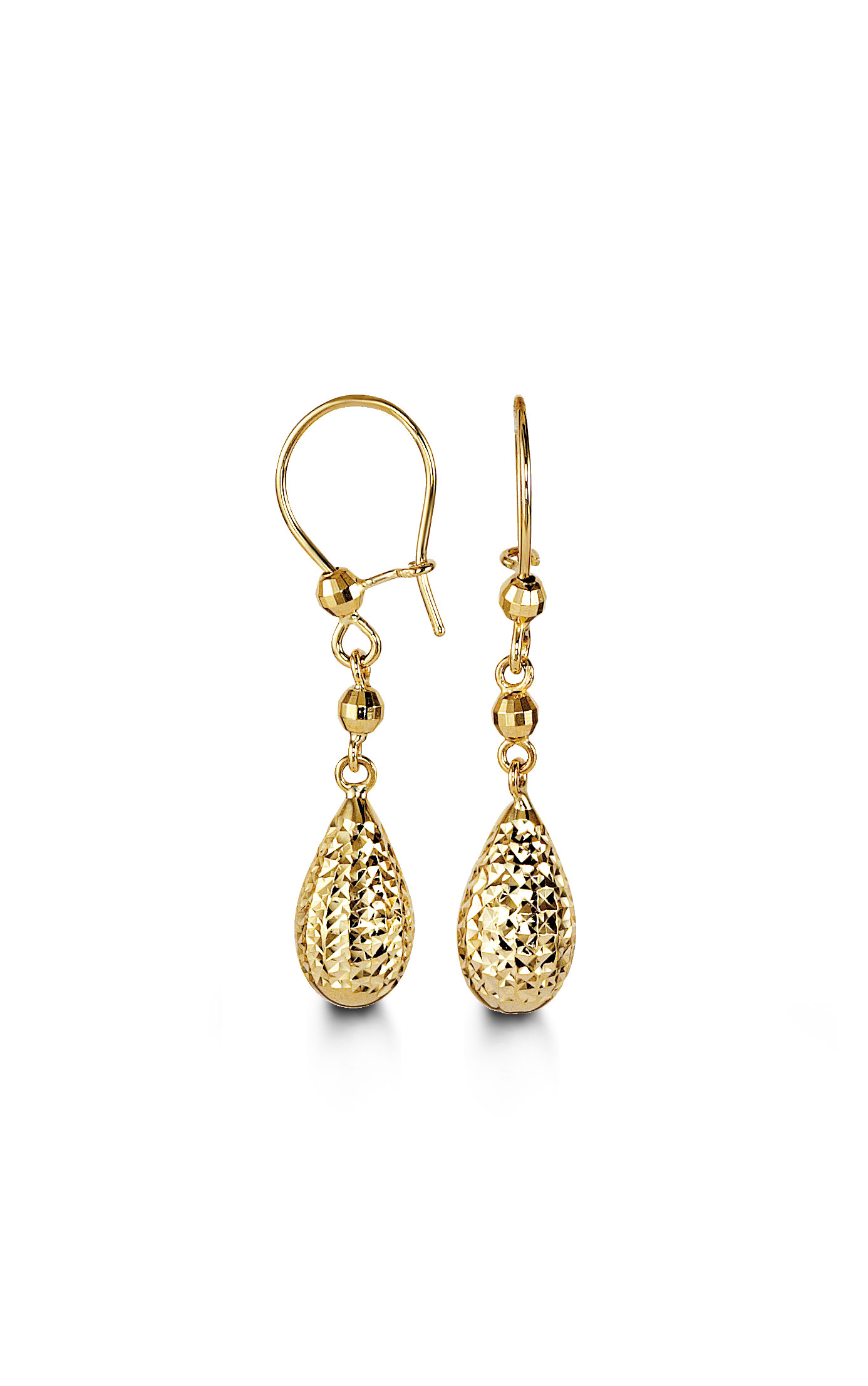 Boucles d'oreilles pendant or jaune 10k motif goutte