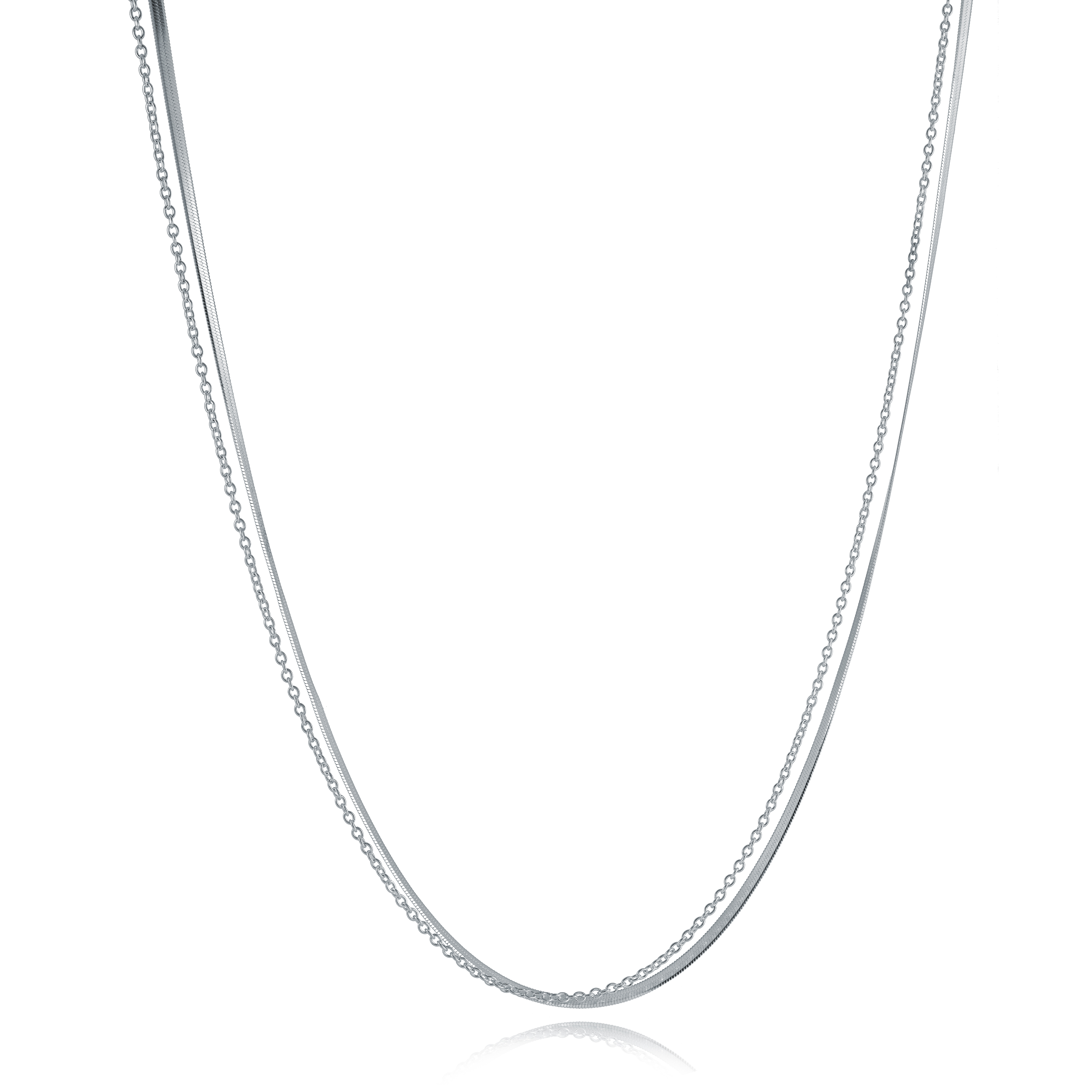 Collier à superposition maille chevron ovale