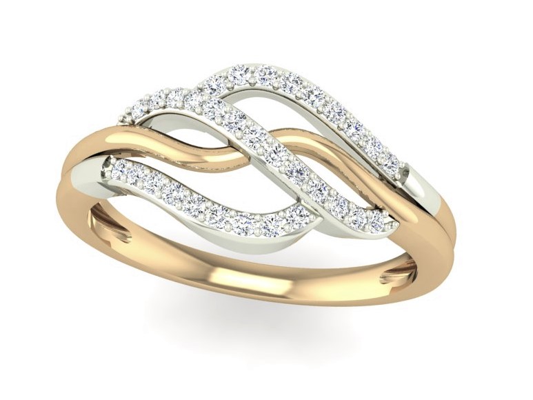 Bague or 10k 2 tons avec diamants naturels