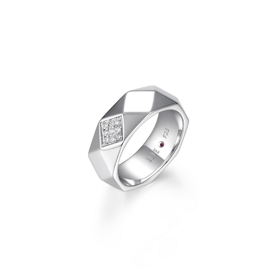 Bague argent 925 jonc rond facetté avec cubics