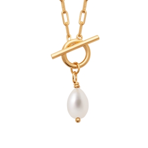 Collier plaqué or avec perle
