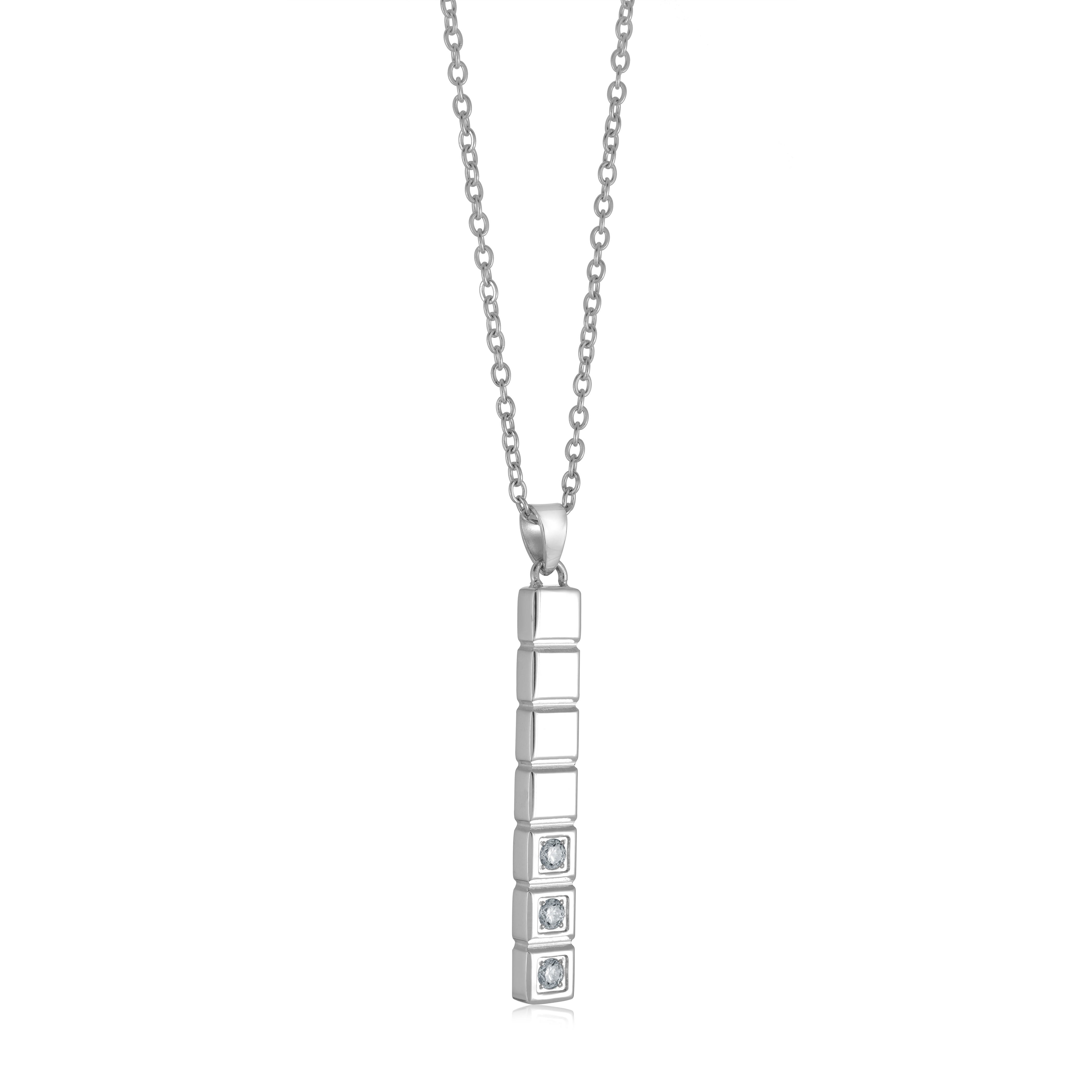 Ensemble chaîne et pendentif acier motif quadrant avec cubics