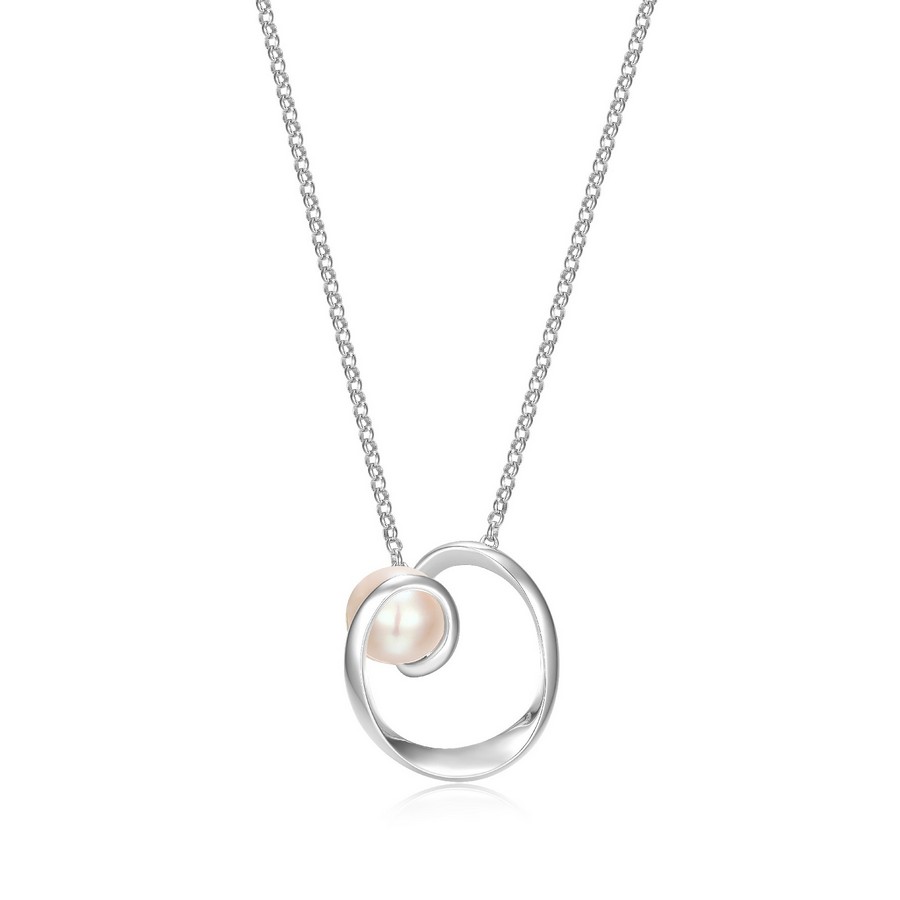 Ensemble chaîne et pendentif argent 925 ligne Luna avec perle véritable