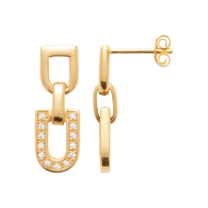 Boucles d'oreilles plaqué or motif couture avec cubics