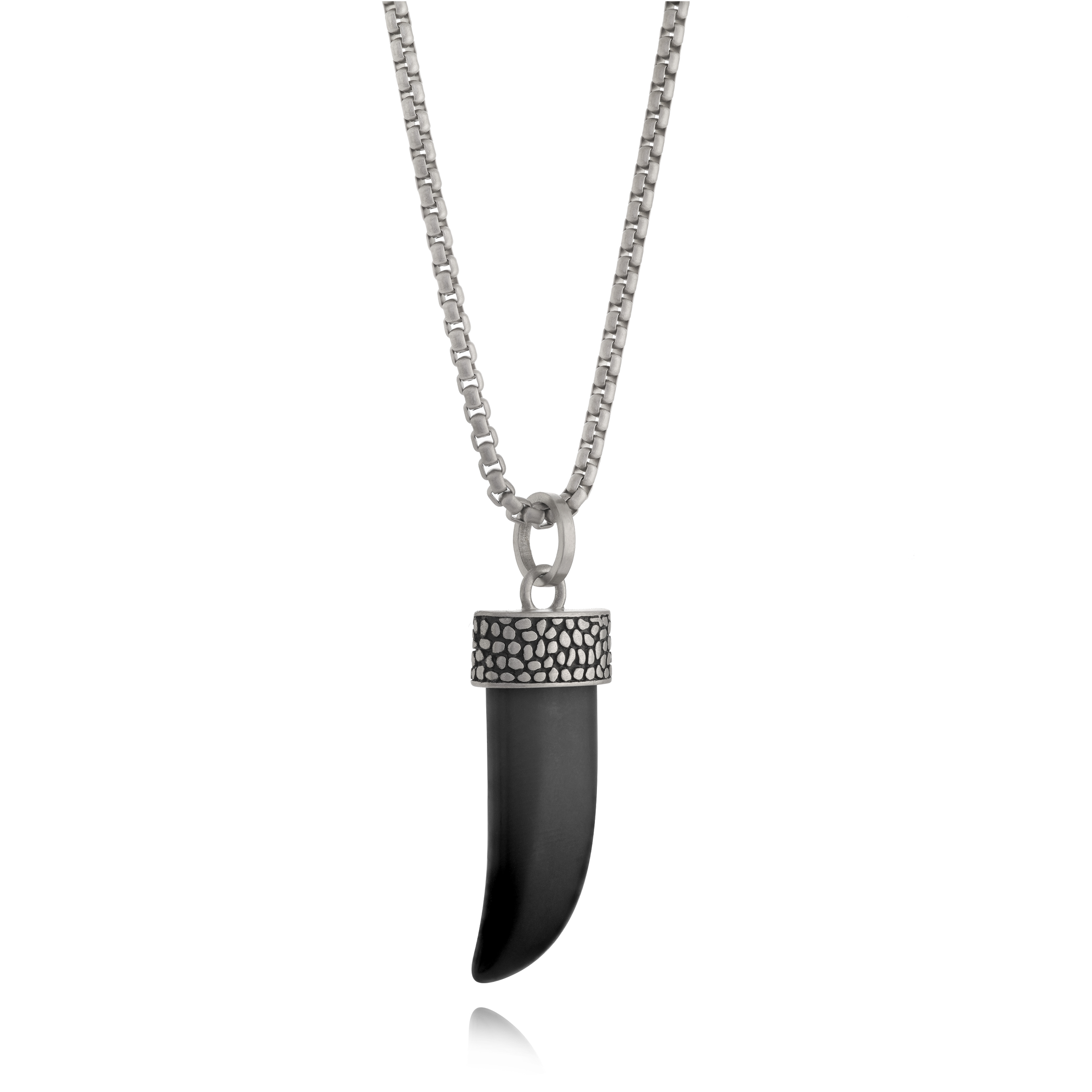 Ensemble chaîne et pendentif acier et agathe