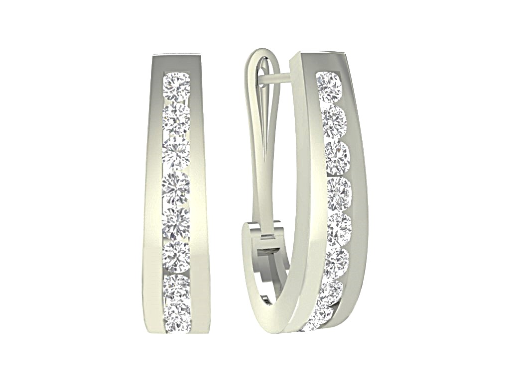 Boucles d'oreilles anneaux ovale or 10k blanc et diamants naturels