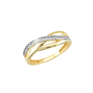 Bague or 10k 2 tons motif ajouré serti de cubics