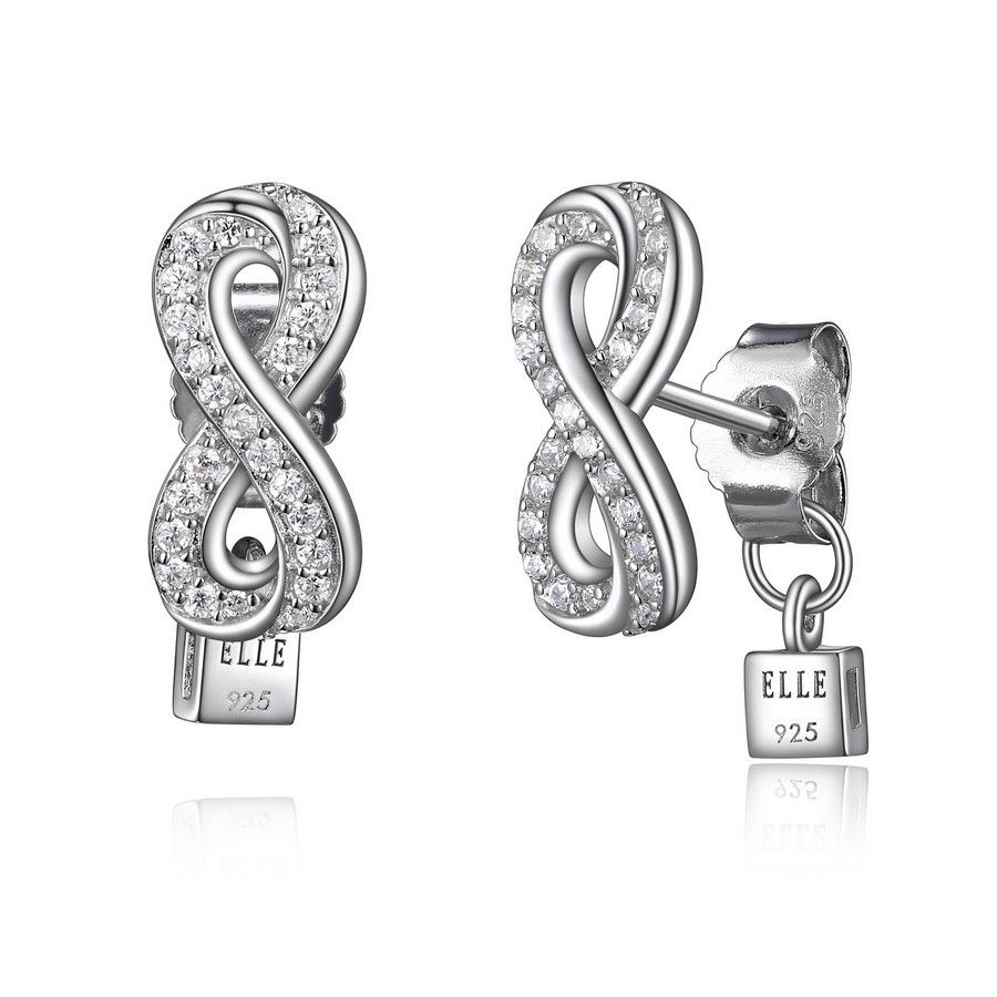 Boucles d'oreilles argent 925 et cubics motifs infini ligne scintillation