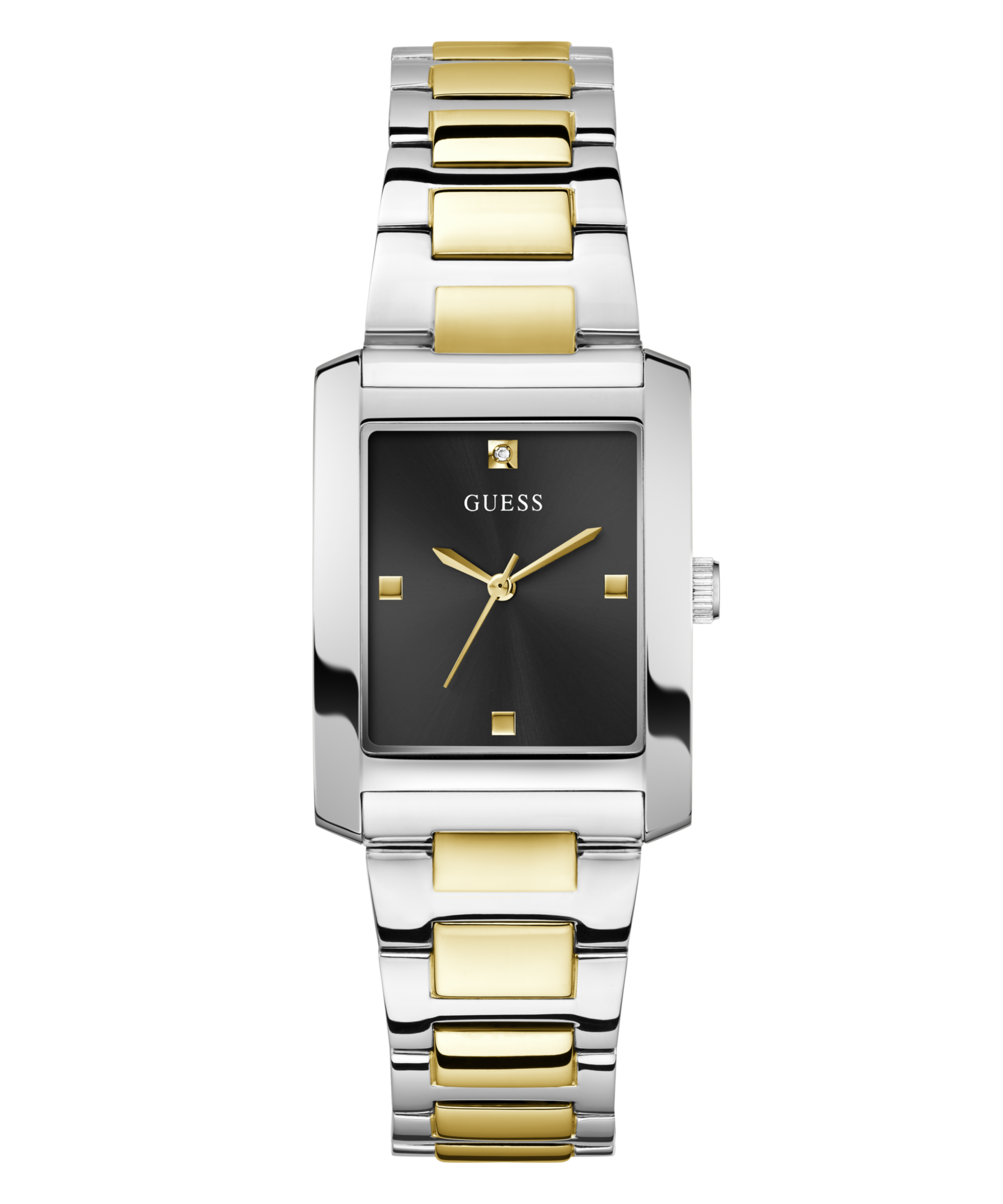 Montre Guess Dame à quartz bracelet bicolore et boitier acier fond noir