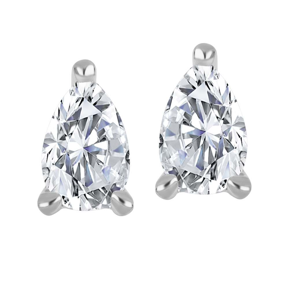 Boucles d'oreilles or blanc 10k avec 2 diamants poire
