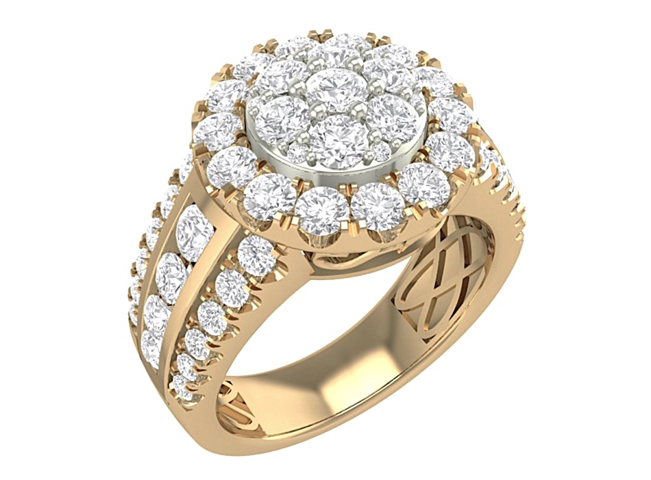 Bague or 10k 2 tons avec diamants naturels