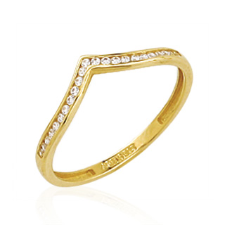 Bague or jaune 10k avec cubics sertis rail