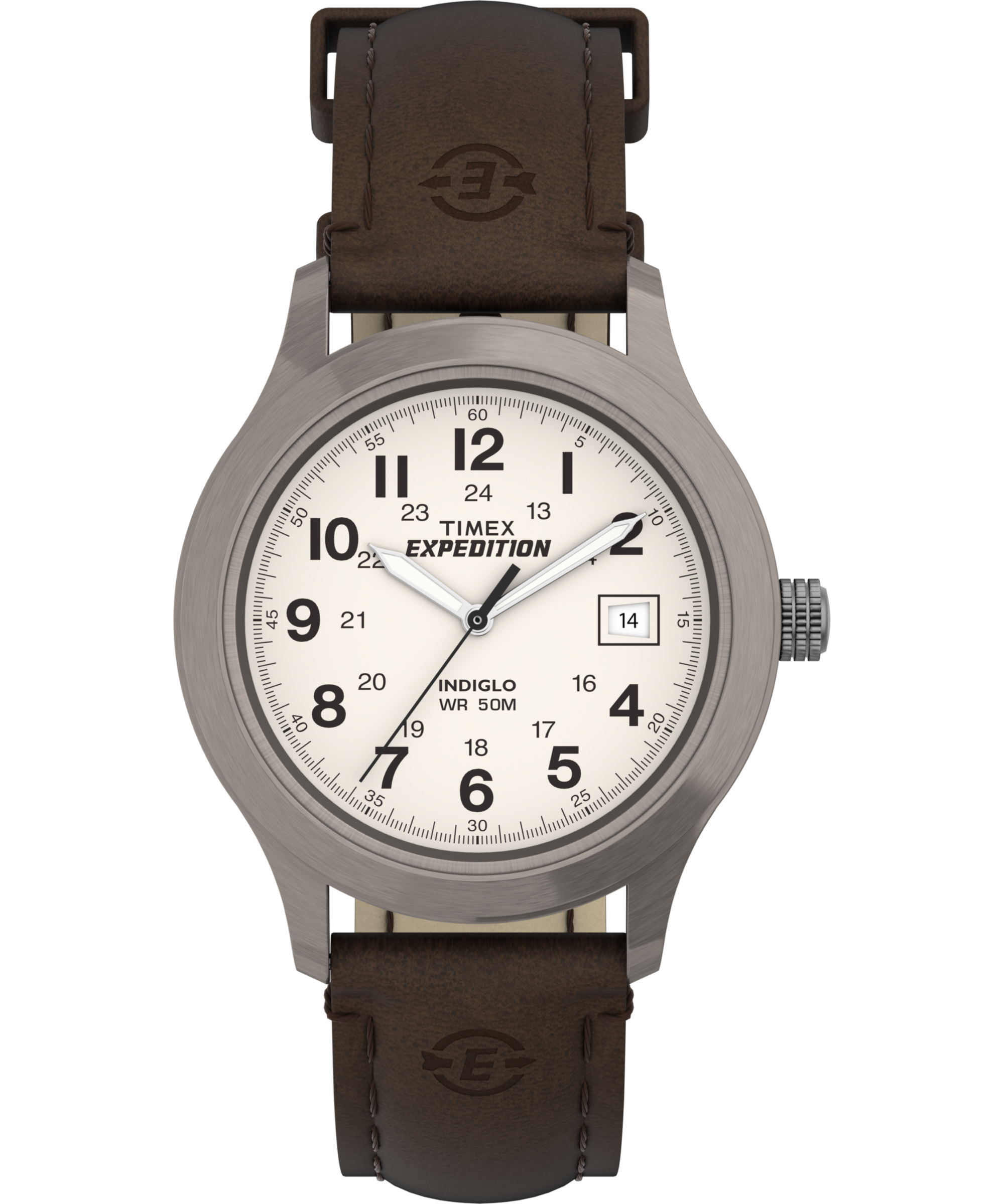 Montre Timex homme expédition acier mat et bracelet cuir
