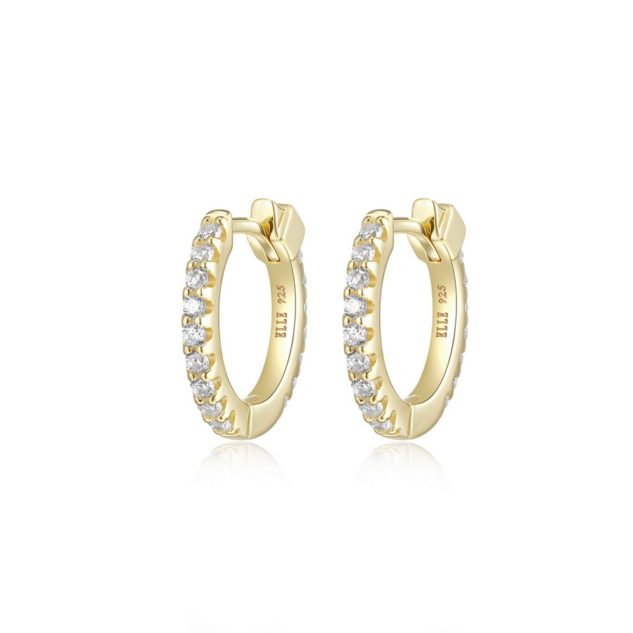 Boucles d´oreilles 925 plaqué or anneaux ronds et cubics