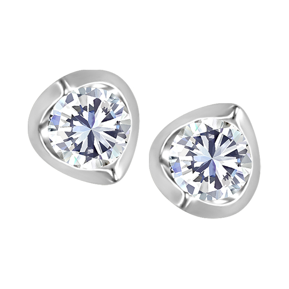 Boucles d´ oreilles or 14k or blanc diamants Canadiens