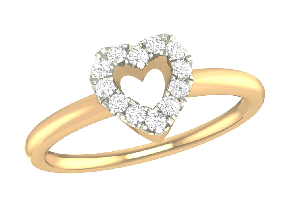 Bague or 10k 2 tons motif cœur avec diamants naturels