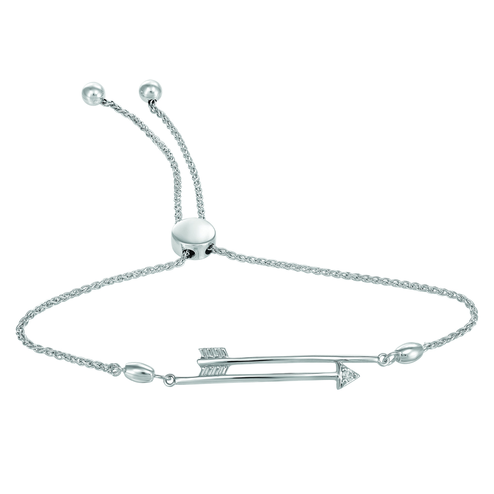 Bracelet or blanc 10k motif flêche avec diamants du Canada