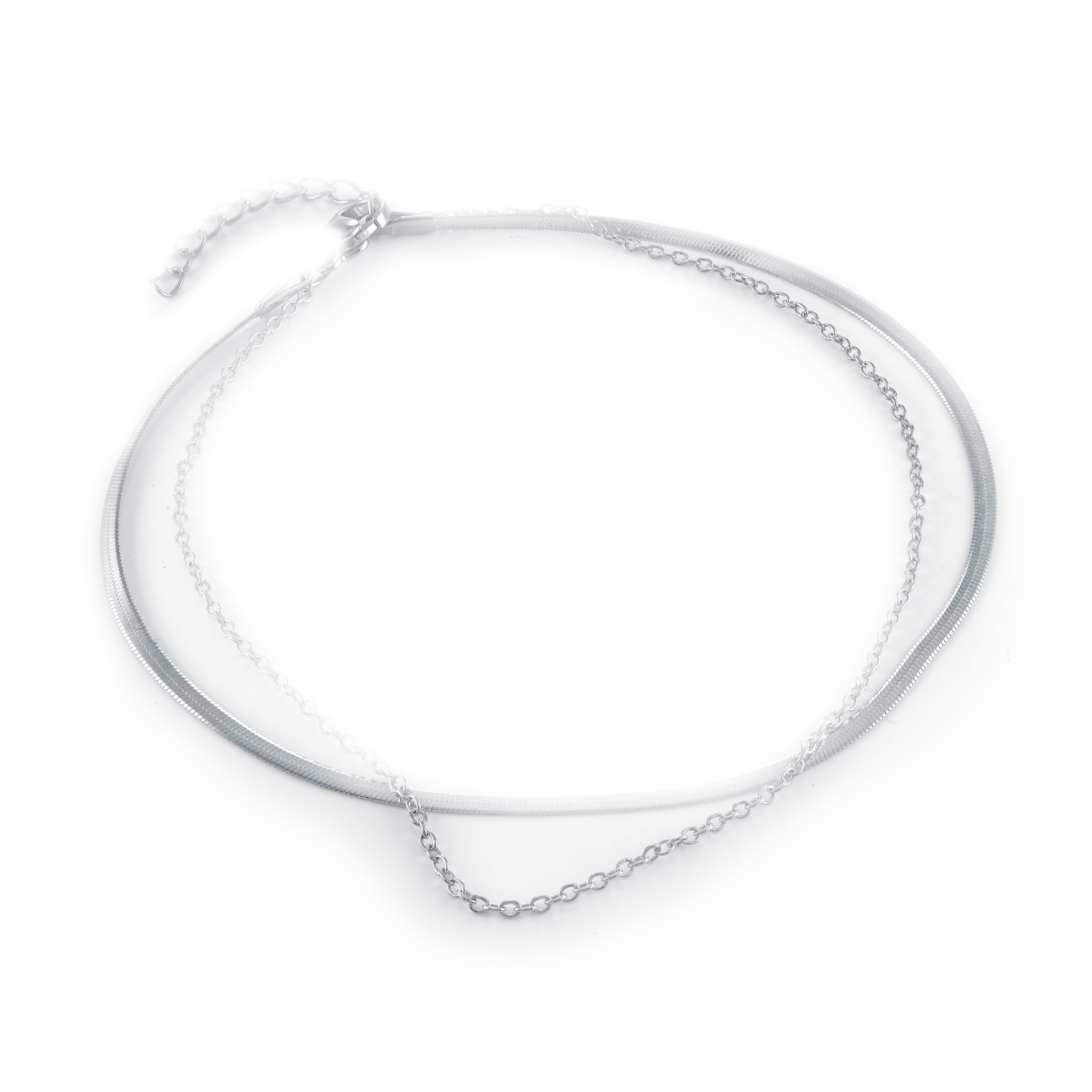 Bracelet double acier motifs chevrons