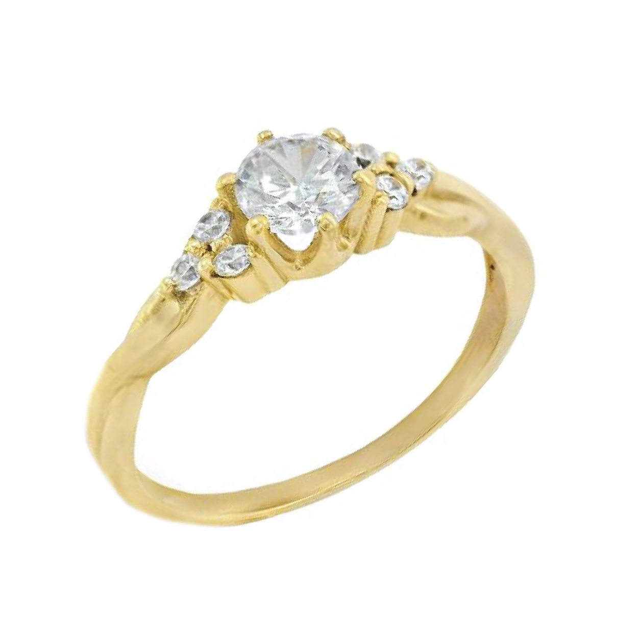 Bague or jaune 10k solitaire accompagné avec des cubics