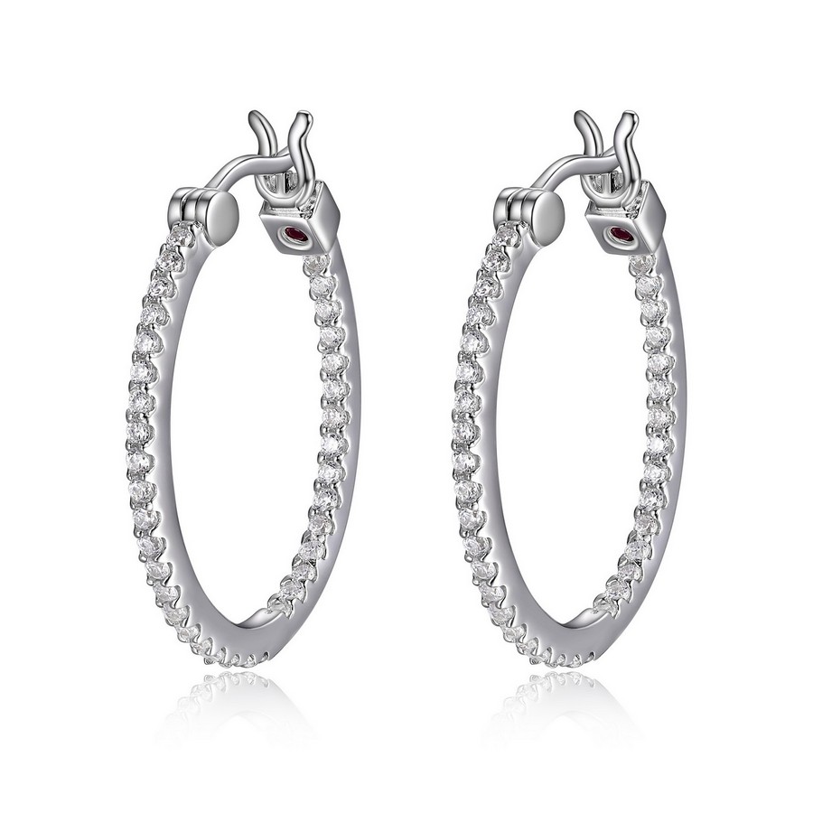 Boucles d'oreilles argent 925 anneaux sertis de cubics