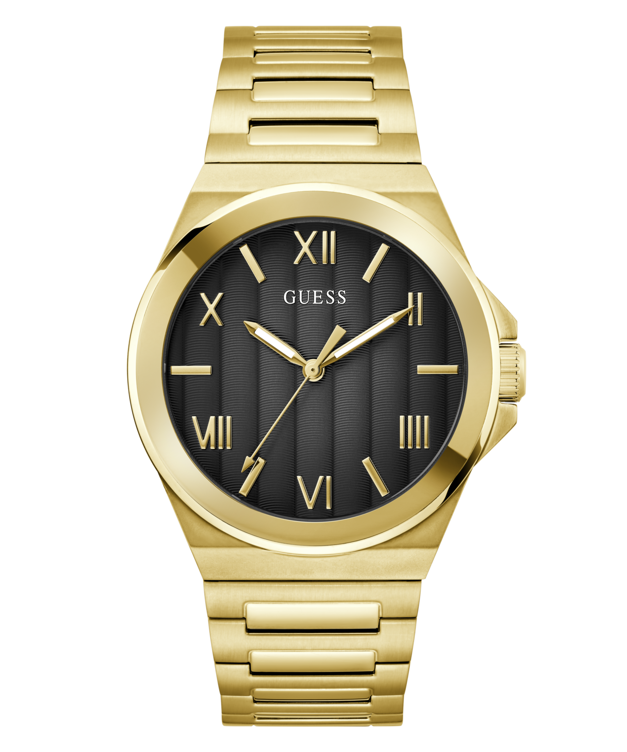 Montre Guess Homme à quartz boitier et bracelet dorés fons noir