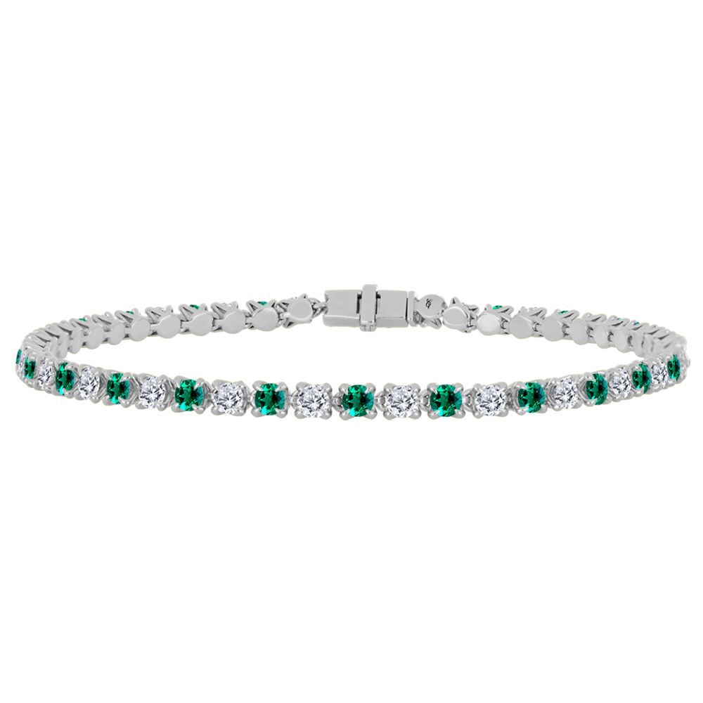 Bracelet tennis or 10k avec émeraudes et diamants de laboratoire