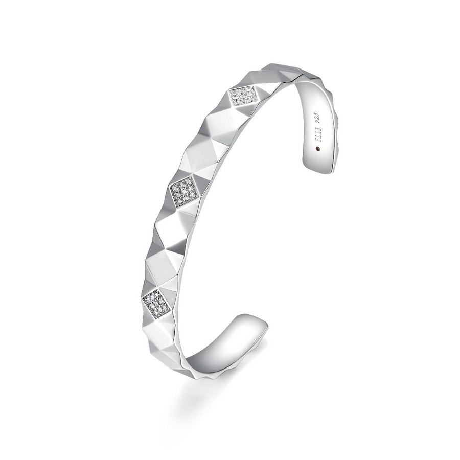 Bracelet rigide Elle argent 925 pointes de diamants serties de cubics