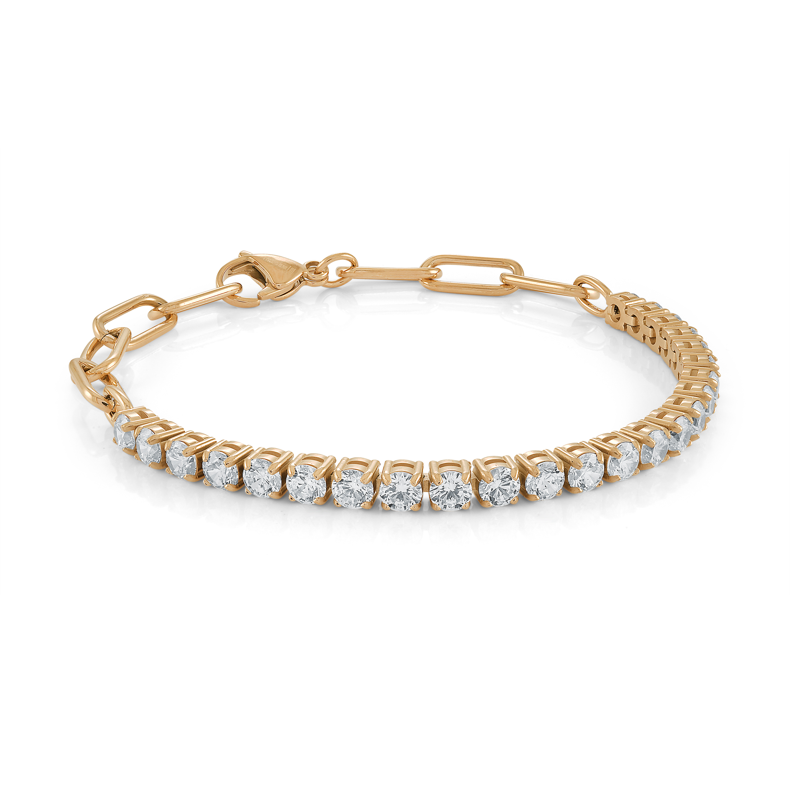 Bracelet acier plaqué or tennis cubics