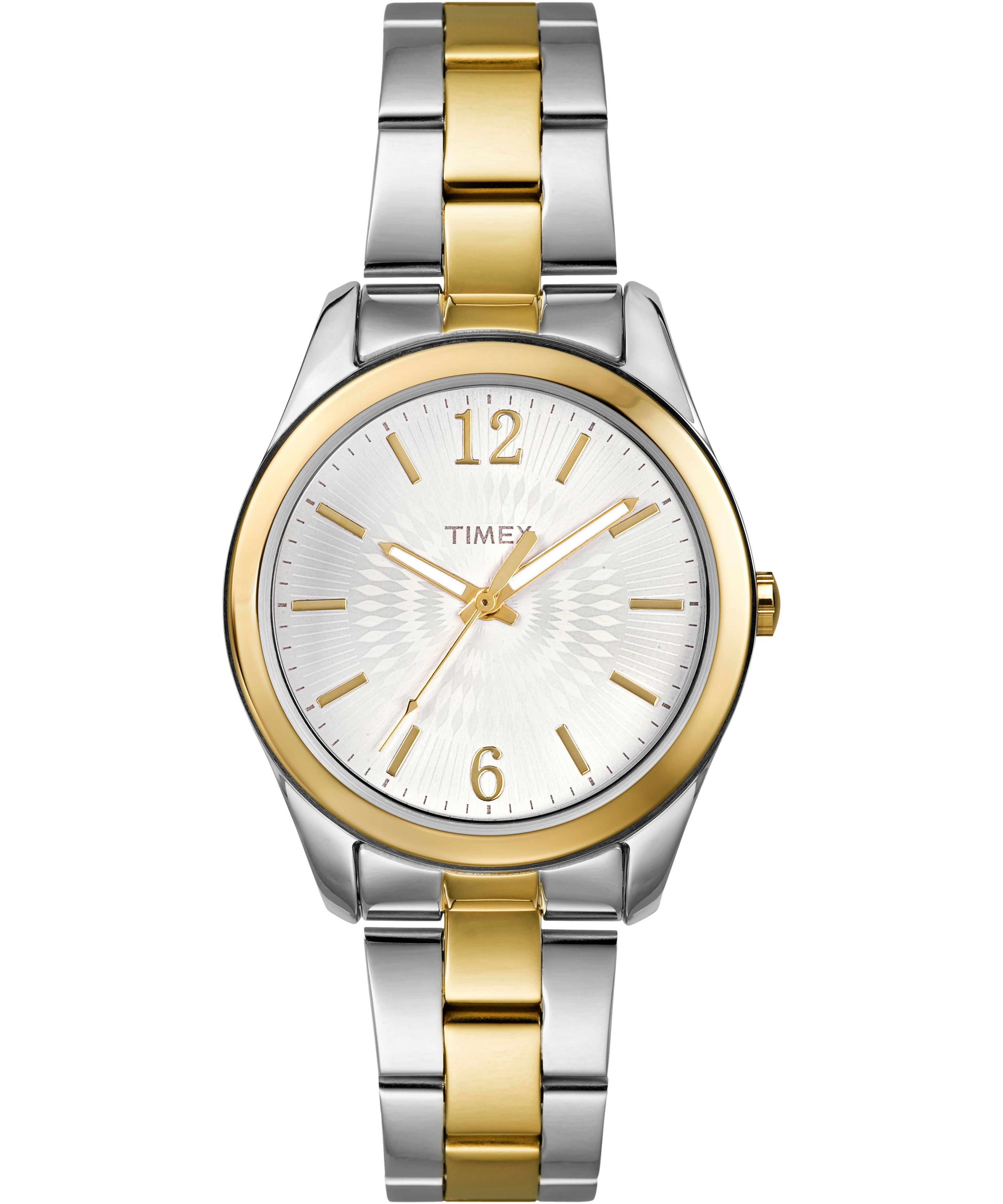 Montre dame TIMEX Acier deux tons fond blanc à quartz