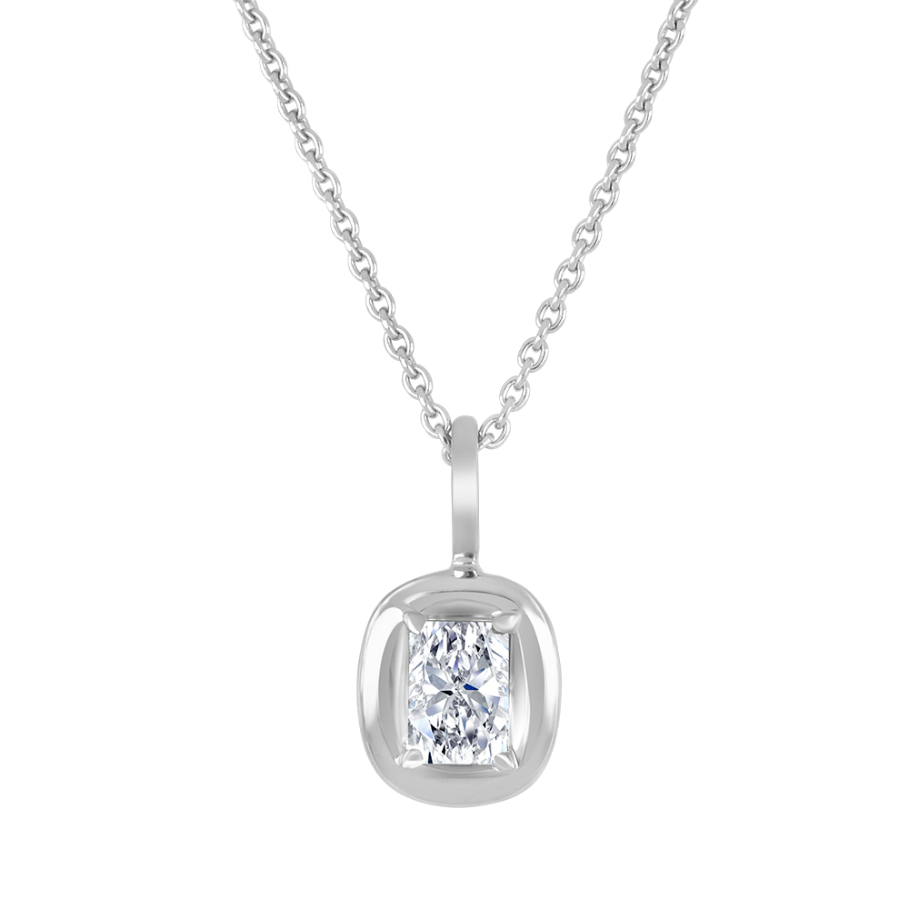 Chaîne et pendentif argent forme carré avec diamant de laboratoire