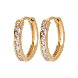 Boucles d'oreilles anneaux plaqué or et cubics