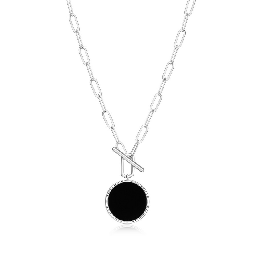 Collier Elle argent 925 avec agathe noire
