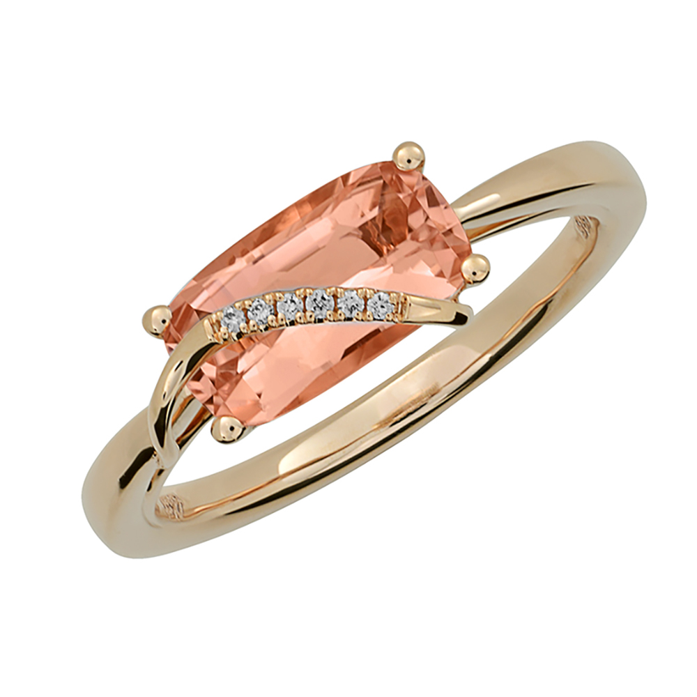 Bague or rose 14k avec diamants et saphir champagne de laboratoire