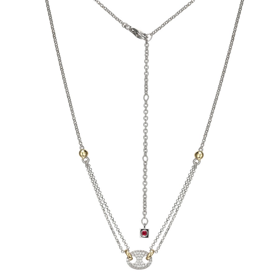 Collier argent 925/2 tons serti d'un motif au centre en cubic (grains de café)