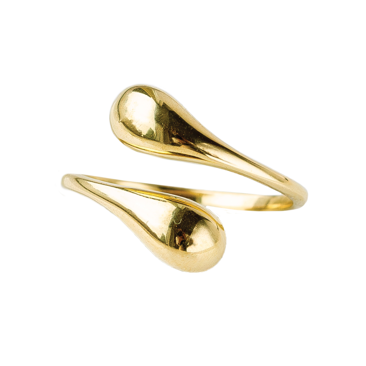 Bague or jaune 10k deux gouttes "vous et moi"
