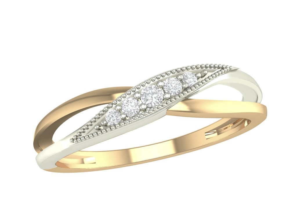 Bague or 10k 2 tons avec diamants naturels