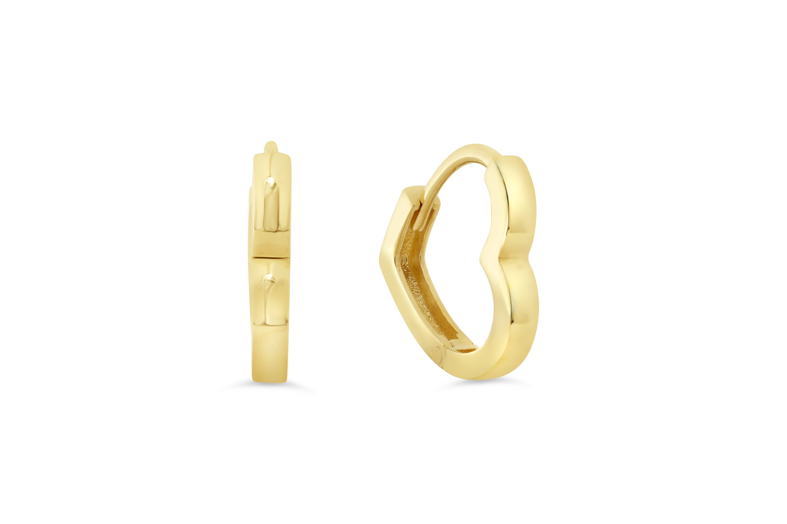 Boucles d'oreilles anneaux or jaune 10k forme de cœur