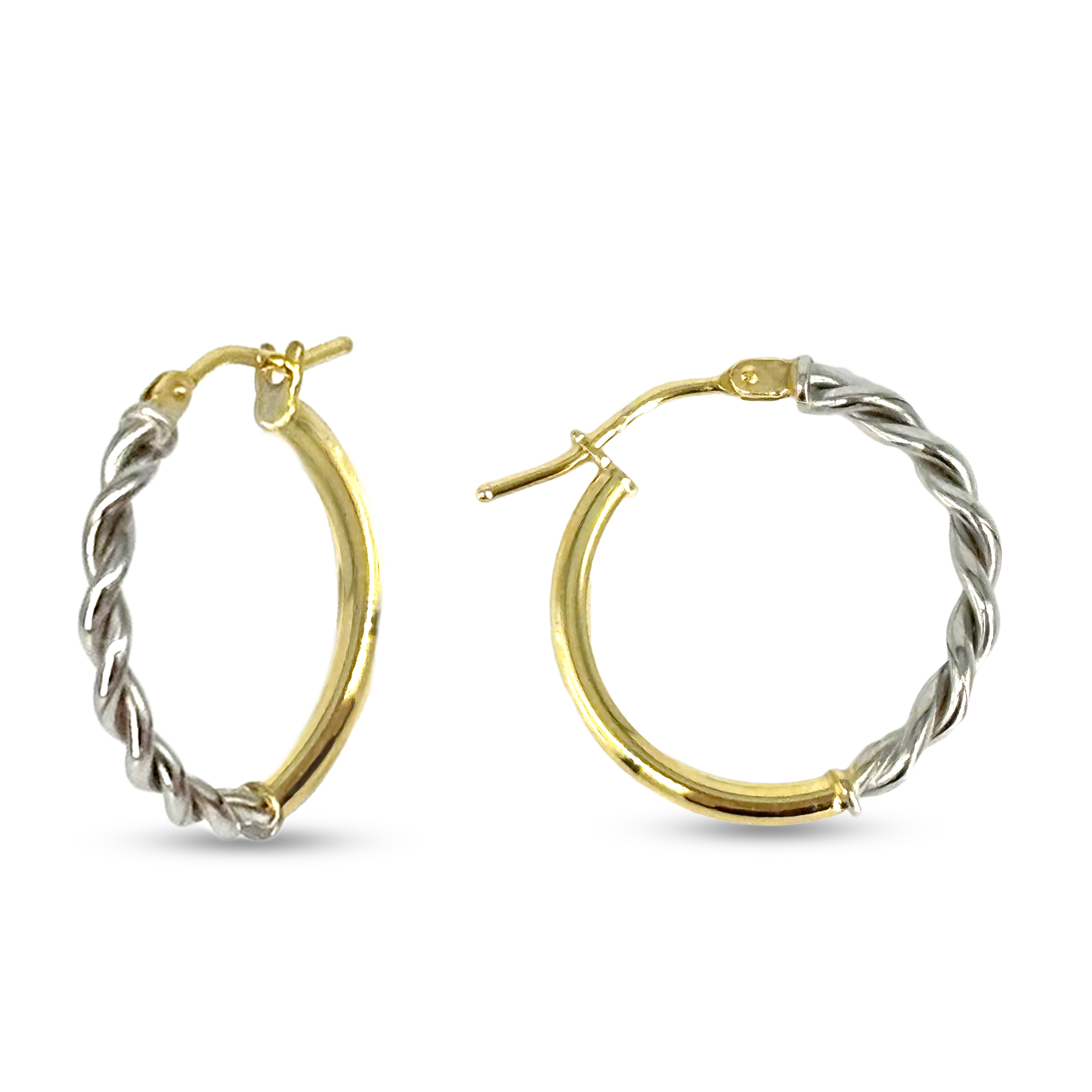Boucles d'oreilles or 10k deux tons anneaux tressés