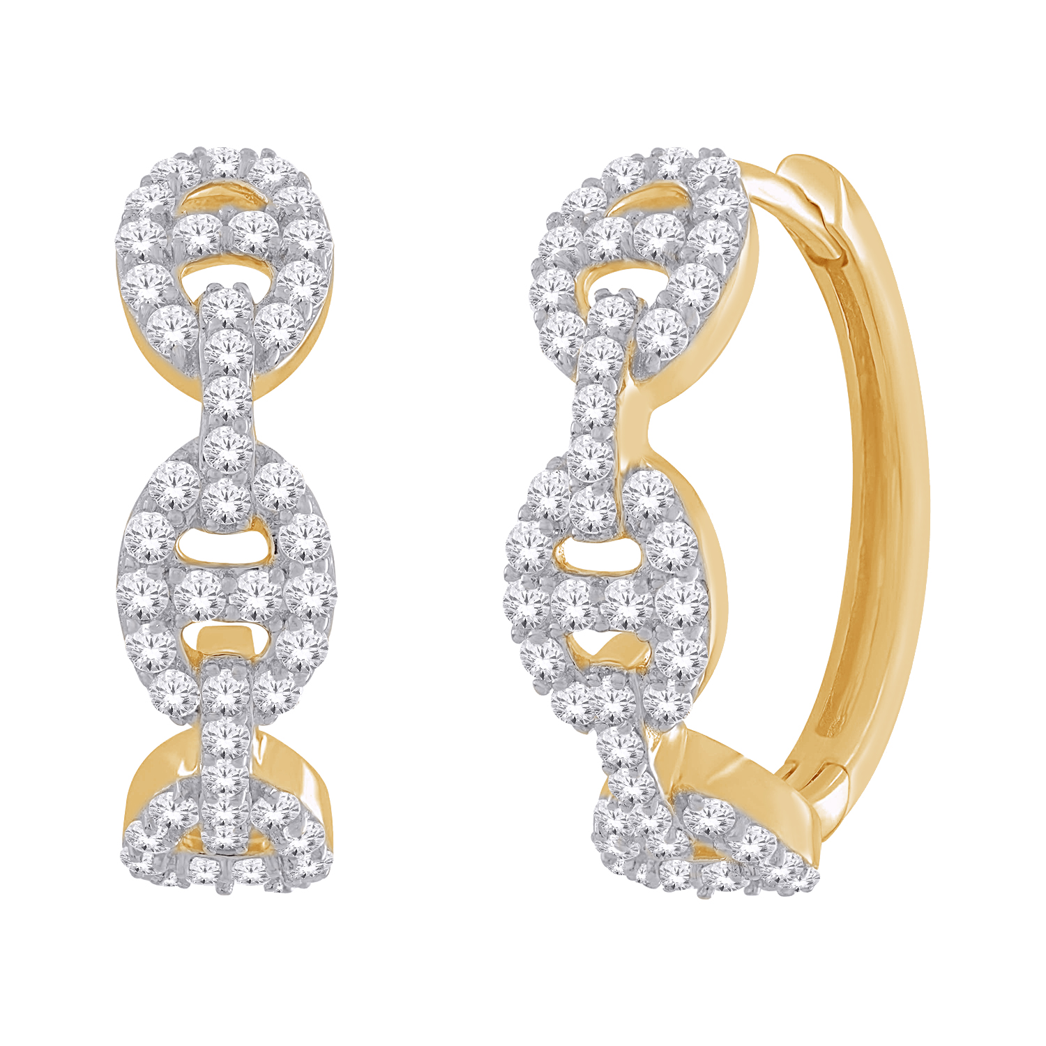 Boucles d'oreilles or 10k motifs grains de café sertis de diamants