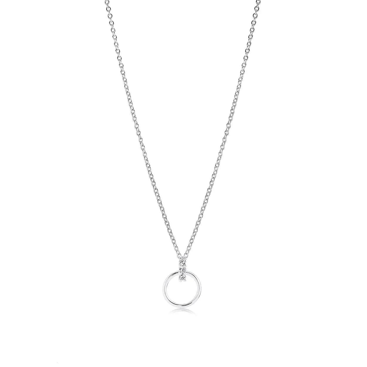 Chaîne et pendentif acier avec motif cercle 3 cubics