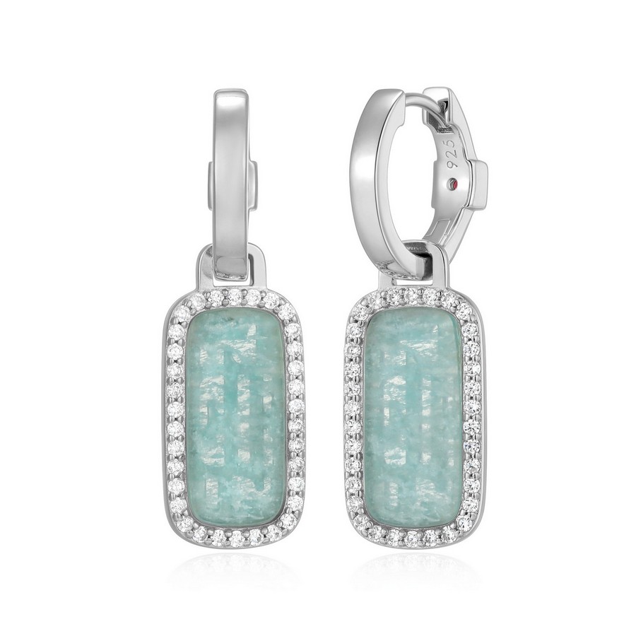 Boucles d'oreilles pendant 925 avec Amazonite rectangle