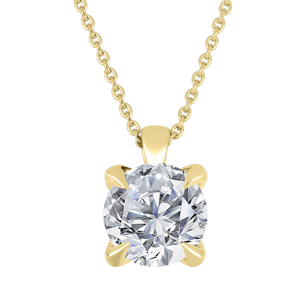Chaîne et pendentif en or jaune 10k avec diamant de laboratoire de 1 carat
