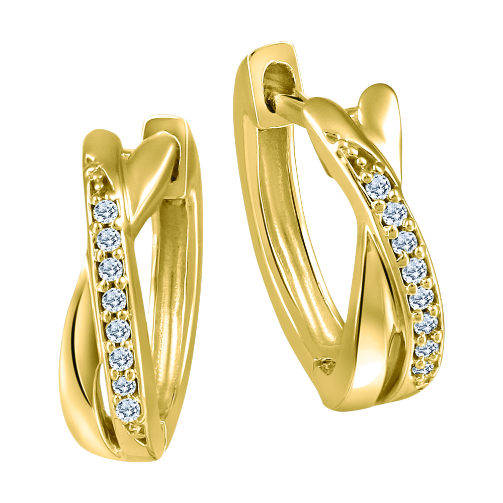 Boucles d'oreilles huggies or blanc 10k et diamants naturels Canadiens