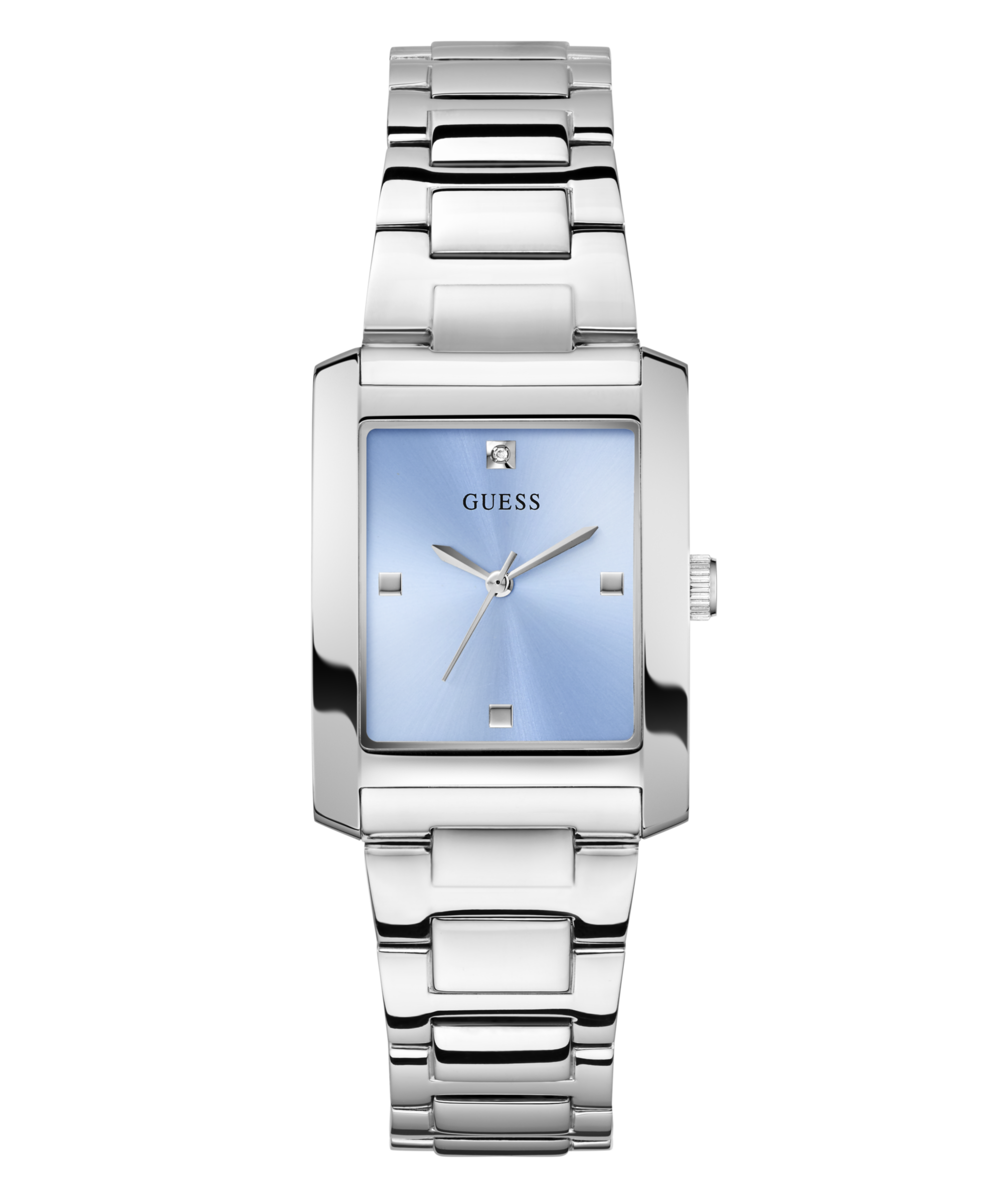Montre Dame Guess à quartz bracelet et boitier acier fond bleu