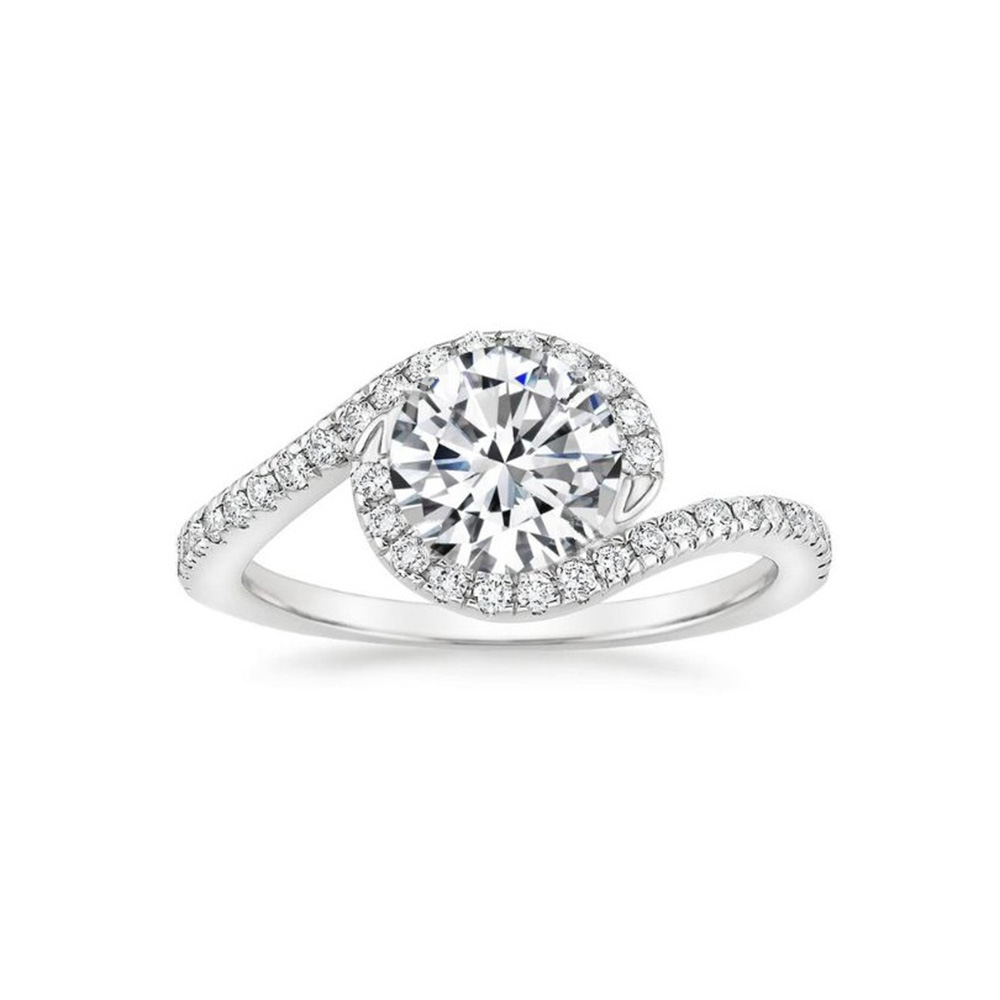 Bague or blanc 10k avec diamant laboratoire