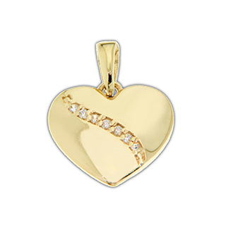 Pendentifs cœur or jaune 10kavec cubics